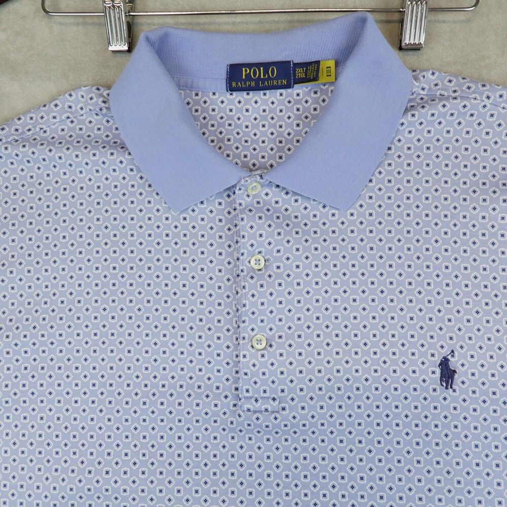 Polo Ralph Lauren Polo Shirt Short Sleeve Geometric Mens 2XLT Blue Pony